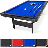 GoSports 6, 7, or 8 ft Portable Billiards Tables - No Assembly, Includes Set of Balls, 2 Cue Sticks, Chalk, Felt Brush