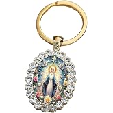 QHOWYAL Virgin Mary Keychain, Virgin Mary Keychains for Women, Catholic Christian Religious Keychain for Mothers, Faith Gifts