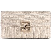 Straw Clutch Purses Women Summer Beach Handbags Boho Woven Envelope Wallet Fold Over Chain Crossbody Shoulder Bag Evening Bag