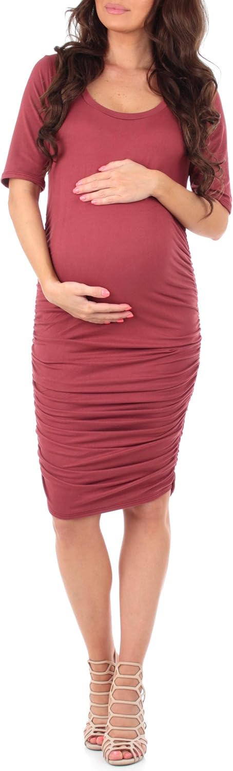 Mother Bee Maternity Ruched Bodycon Maternity Dress for Baby Shower or Casual Wear – Made in USA at  Women’s Clothing store