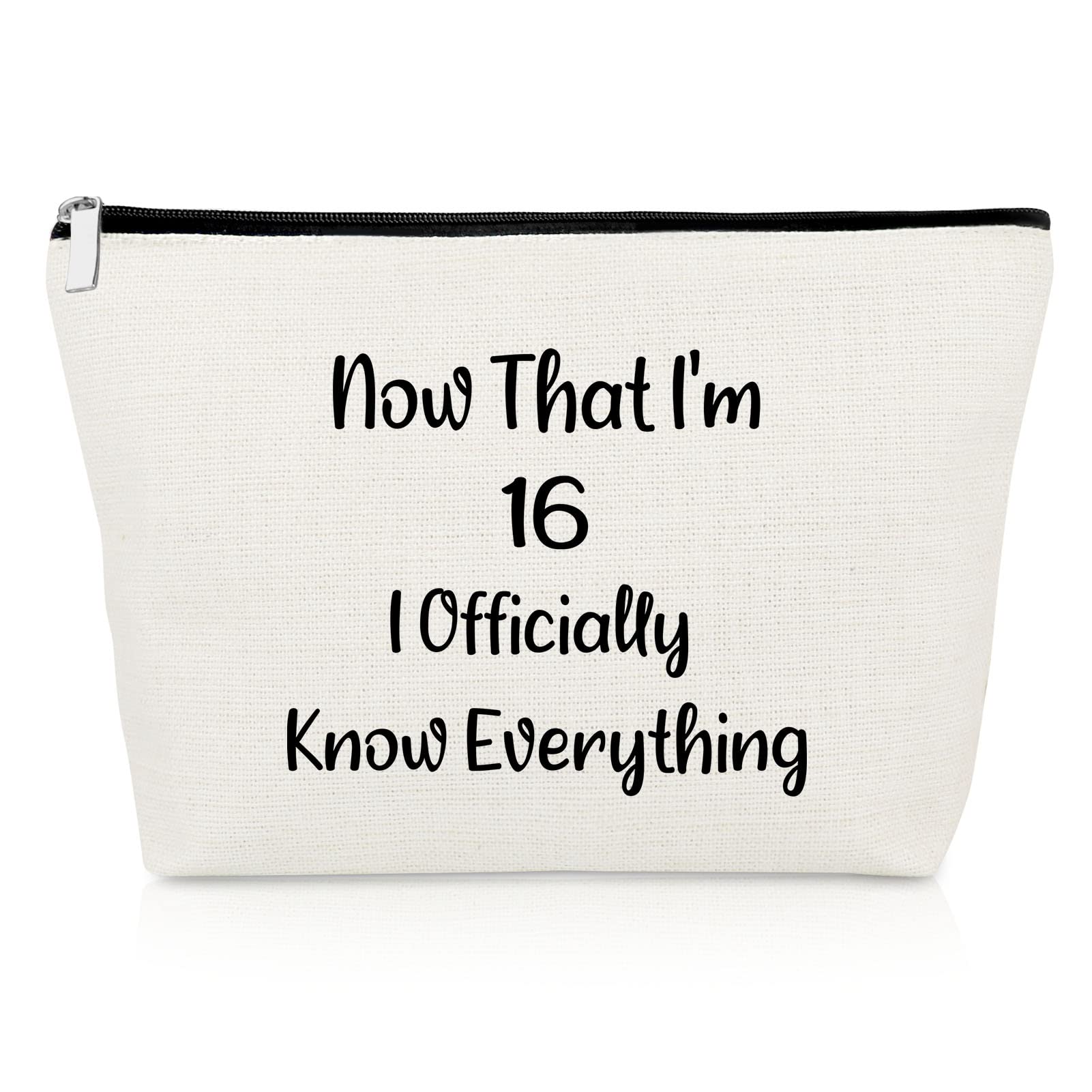 Sweet 16 Birthday Gift Inspirational Gift for Girls Makeup Bag 16 Year Old Birthday Cosmetic Bags for Teen Granddaughter Friend Sister Daughter Niece Travel Cosmetic Pouch 16th Present for Her