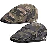 Qunson 2 Pack Men's Cotton Flat Cap Ivy Gatsby Newsboy Hat