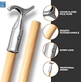 TDBS Window Pole Opener and Loft Ladder Pole 118cm Smooth Wood Hook view 3