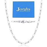 Jewlpire 14K Gold Plated 925 Sterling Silver Paperclip Chain Necklace for Women, 2.5mm 3mm Necklace for Women, Comfortable Women's Chain Necklaces 16 18 20 22 24 26 Inch