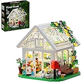 Flower House Building Set, Creative Garden Playset Toy with LED Light, Build a Greenhouse Model, Great Gift for Friends or Girls (597 Pieces)