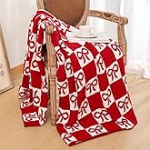 Christmas Gingerbread Throw Blanket, 50 * 70in Christmas Fluffy Gingerbread Man Throw Blankets, Luxury Christmas Soft Cozy Plush Fuzzy Flannel Blanket for Winter Couch Bed Sofa Chair (Bow)