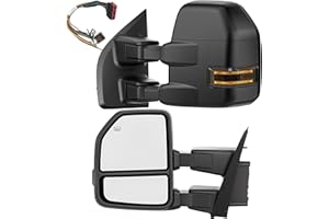 WHALEMOTOR Power Heated Tow Mirrors Compatible with 2015–2020 Ford F-150, Trailer Towing Side Mirrors w/Turn Signal, Spot Auxiliary Light, Puddle Light, 22 to 8 Pin Adapter Included, Can fit Different Interfaces