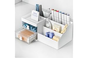 COMFYROOM Desk Organizer with 2 Drawers and 6 Compartments (Desktop Organizer 2 Model- White)