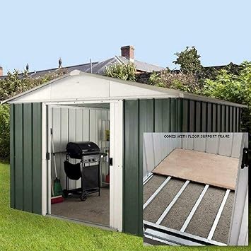 yardmaster apex metal garden shed, 10 x 13 with steel
