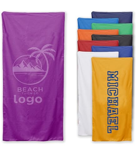 Custom Personalized Beach Towels With Name - Great For Adults, Kids, Family & Couples, Multi-Color Options (Set Of 2)
