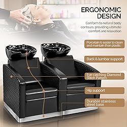 OmySalon 2-Seater Backwash Unit Salon Shampoo Bowl