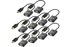Moread DisplayPort (DP) to VGA Adapter, 10 Pack, Gold-Plated Display Port to VGA Adapter (Male to Female) Compatible with Computer, Desktop, Laptop, PC, Monitor, Projector, HDTV - Black