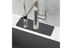 Amaxiu Diatomite Faucet Mat, Cuttable Faucet Absorbent Mat Sink Splash Guard Faucet Mat Fast Drying Water Catcher Behind Faucet Drip Catcher for Bathroom Kitchen Bar RV 15x5.43in(Grey)