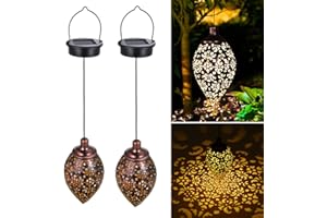 (2 Packs) Tomshine Hanging Solar Light, Solar Garden Lantern Outdoor, Solar Powered LED Lantern Light, Metal Decorative Lamp 