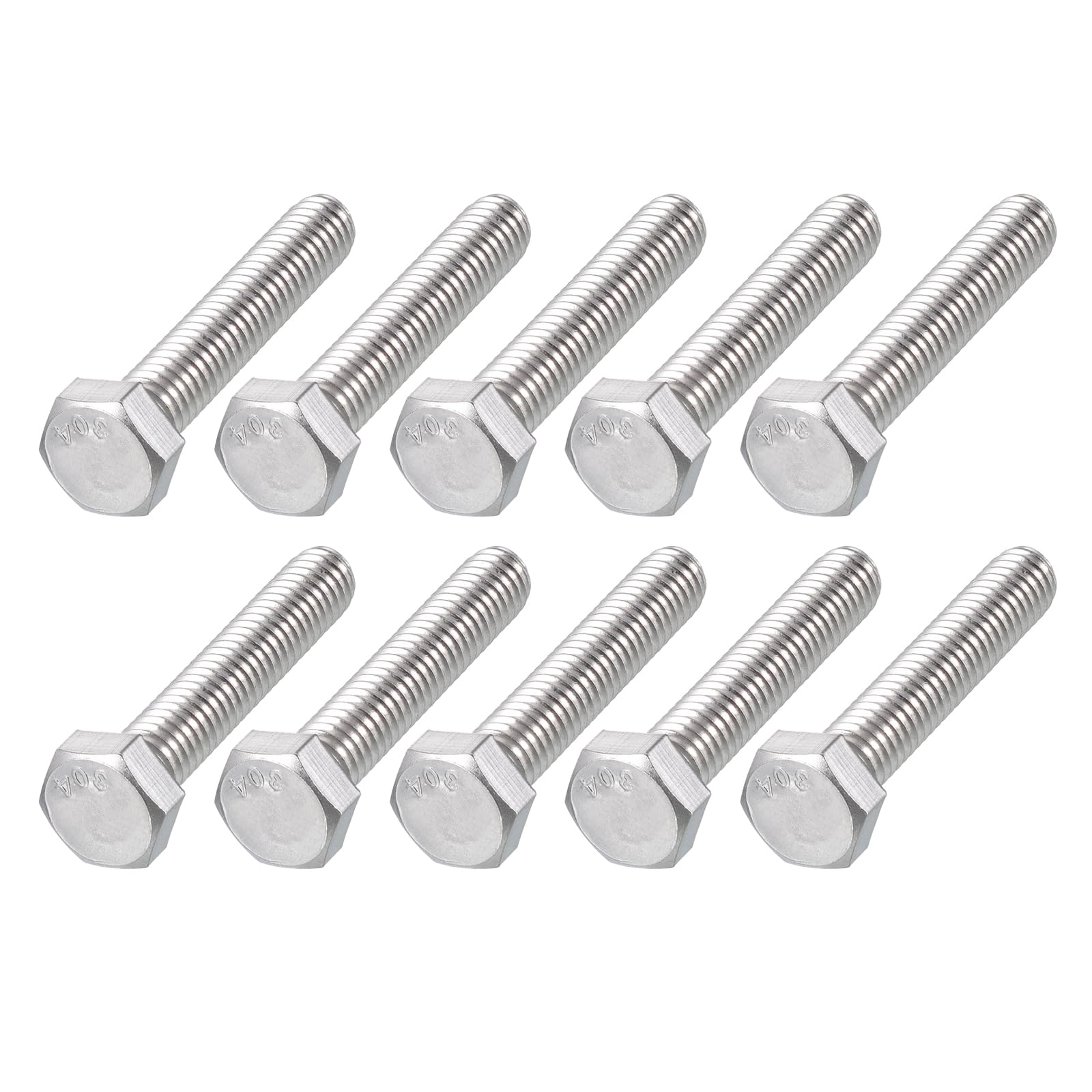 METALLIXITY Hex Head Bolts (5/16-18 x 1-3/4") 20Pcs, 304 Stainless Steel 18-8, Fully Threaded, External Hex Drive, Plain Finish, Hex Head Screw Bolt, Silver โ image 1