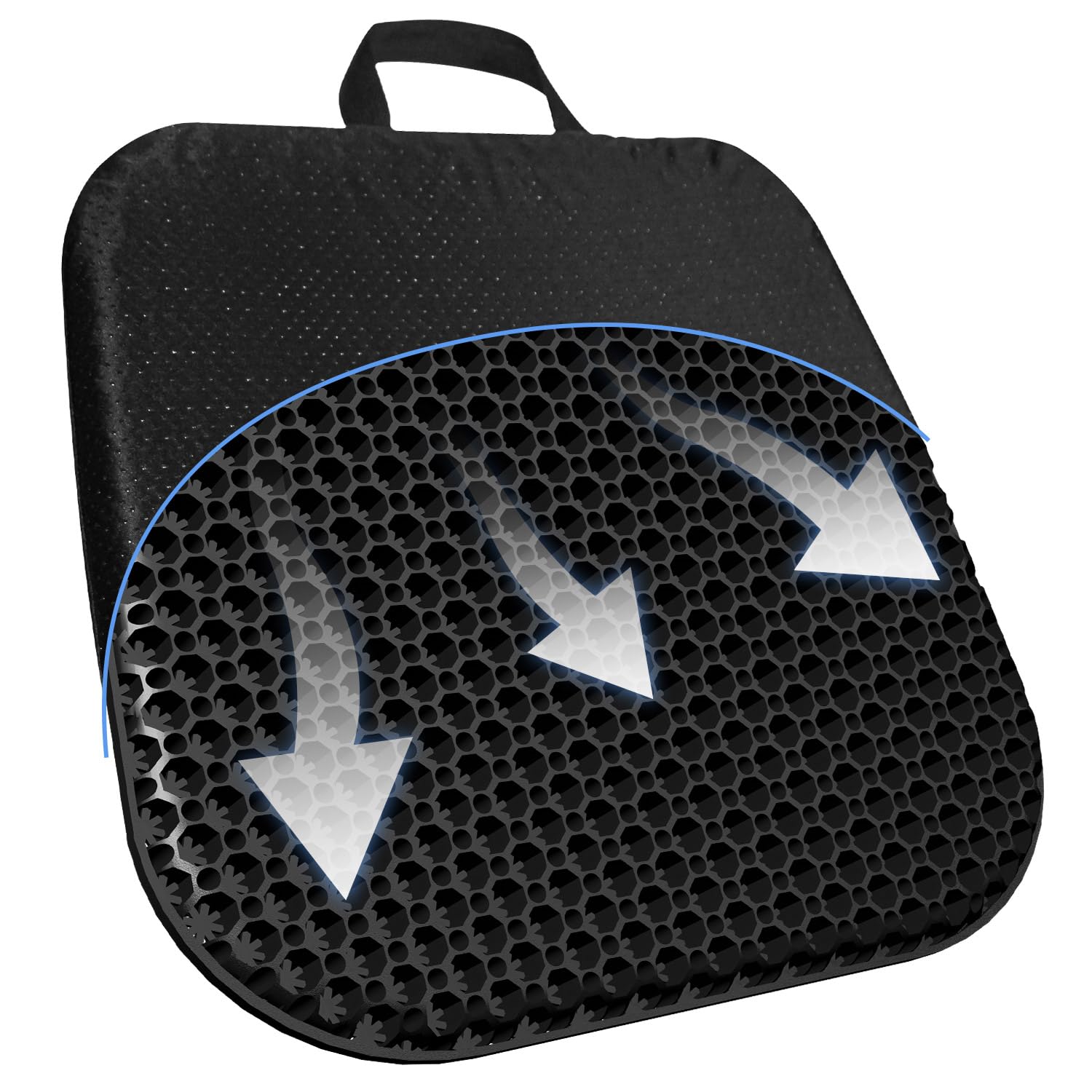 Photo 1 of Gel Seat Cushion for Long Sitting With handle-Large & Thick & Soft & Breathable-Gel Cushion for Wheelchair, Gel Chair Cushion for Hip Pain, Gel Seat Cushion for Office Chair (Black, 17 x 15 inches)