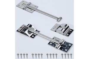 NKJVE 2 Pack Rv Door Latch,Rv Door Holder,304 Stainless Steel 6 Inch T Style Entry(16 Screws),Rv Door Latches for Outside Door,Camper Door Latch,Trailer Catch to Keep Door Open Stop,Enclosed Trailer