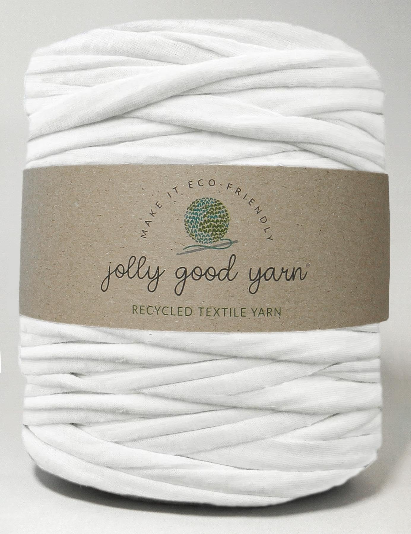 Jolly Good Yarn Recycled Chunky Cotton T-Shirt Yarn for Crochet, Macrame, Loom Knitting - White 800g / 100m