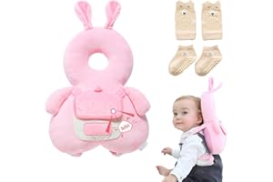 GENERIC Baby Head Protector Backpack with Knee Pads | Adjustable Safety Pillow for Crawling & Walking Toddlers 6-36 Months, Breathable Infant Travel Essentials (Rabbit-A)