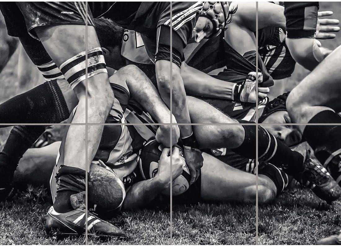 Doppelganger33 LTD Panel Photograph Sport Rugby Football Close Up Scrum Players Ball Game Wall Art Multi Panel Poster Print 47x33 inches