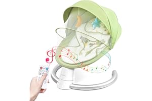 Uuoeebb Baby Swing for Infants, Portable Electric Baby Rocker Bluetooth Support with 5 Swing Speed 10 Lullabies, Remote Control/Touch Panel - Infant Swing for Indoor and Outdoor Use, Green