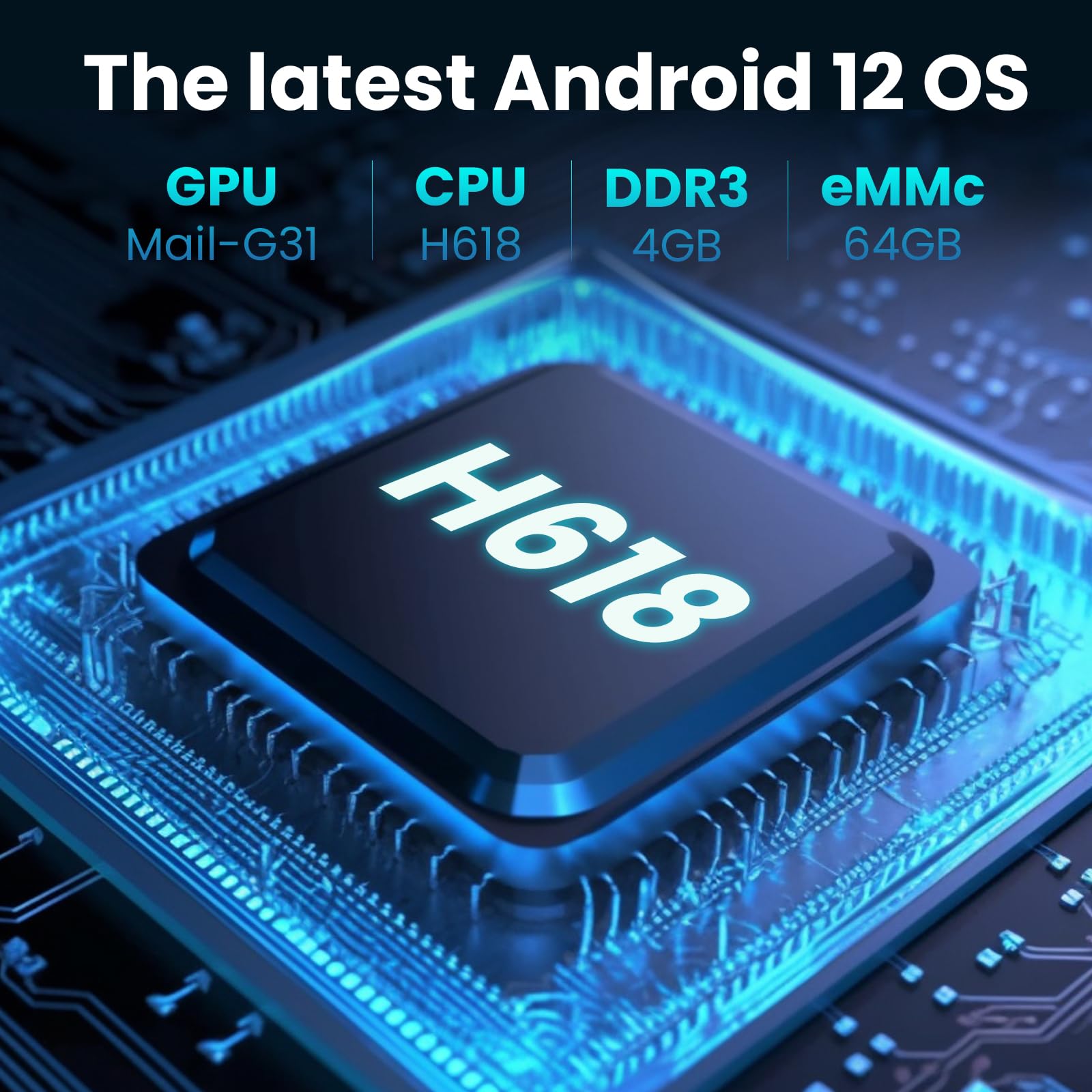 Android TV Box 12.0 4GB 64GB TV Box 2024 Support 8K Dual-WiFi 2.4G 5.8G Android Box H618 Chipset with HDR10 BT5.0 USB 2.0 3D Ethernet with Mini Backlit Keyboard