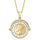 Ross-Simons Italian Genuine Lira Coin Necklace in 18kt Gold Over Sterling