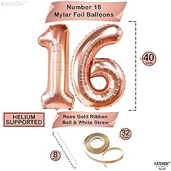 KatchOn, Rose Gold 16 Balloon Numbers - 40 Inch