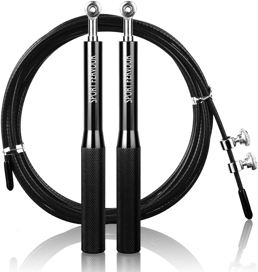 Sport FERVOUR Jump Rope with Anti-Slip Handles-Adjustable Speed Ball Bearing-High Speed Rope for Boxing,Workout,MMA Fitness Training