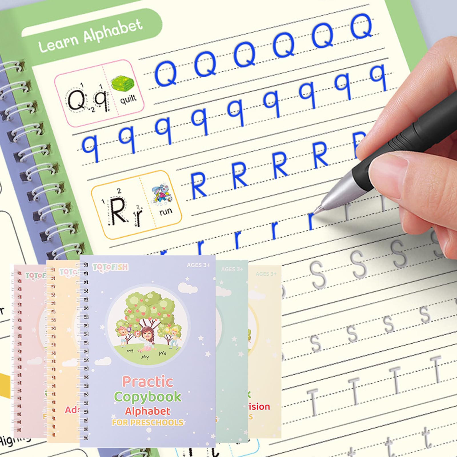 Magic Grooved Writing Practice Magic Grooved Practice Copybook 5 Books with Pens, Reusable Handwriting ...
