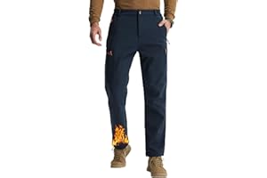 Libin Men's Fleece Lined Hiking Pants Snow Ski Water Resistant Thermal Zipper Pockets Insulated Softshell Cold Weather