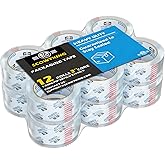 12 Rolls Clear Packing Tape, 1.88 Inch x 68 Yards, 2.7 Mil Thick - Heavy Duty Shipping Tape for Moving, Sealing Boxes, Packaging - Strong Adhesive, Crystal Clear, Residue-Free, Bulk Value Pack