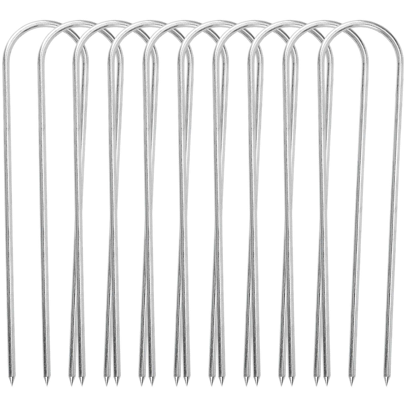 ZEONHEI 10 PCS 12 Inch Trampoline Anchor Kit, Trampoline Stakes U Shaped Ground Anchors Heavy Duty, Trampoline Anchor Tent Pegs for Camping Tents, Soccer Goals, Silver
