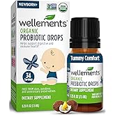 Wellements Organic Baby Probiotic Drops Gut Health Gas &amp; Colic 0.25 Fl Oz | Digestive &amp; Immune Support for Infants - Toddler Probiotic Helps with Newborn+ Gut Health, Gas, Constipation &amp; Colic Support