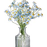 Smalldu Small Artificial Blue Daisy Flowers - 2 Bouquets (12 Stems), 10 Inch Fake Daisies for Spring Home Decor, Wedding, Party, Table Centerpiece (Vase Not Included)