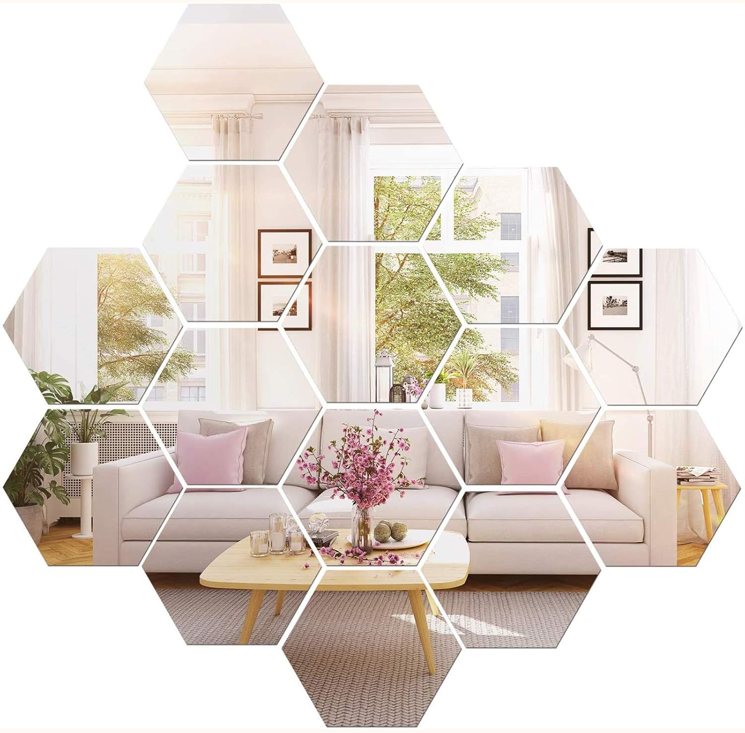 BBTO 15 Pieces Mirror Sheets Flexible Non Glass Mirror Plastic Mirror Self Adhesive Tiles Mirror Wall Stickers (3.5 Inch): Home & Kitchen