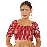 Chandrakala Women's Readymade Saree Blouse Elbow Length Sleeves (B225-P)