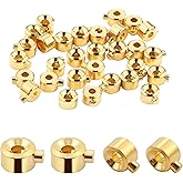 30 Pcs Crimp Beads for Jewelry Making - 18K Gold 3.2mm Locker Seperator Beads, Positioning Spacer Bead for Jewelry Making, Bead Covers for DIY Bracelets Necklaces