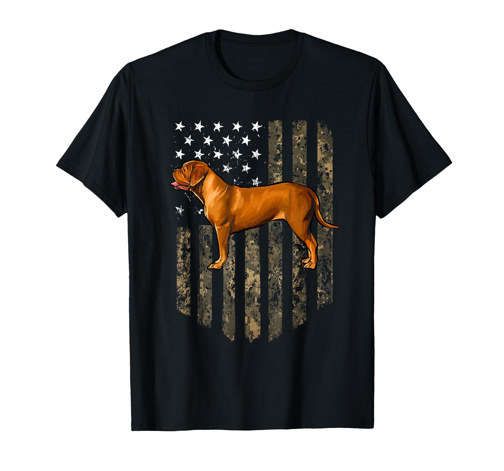 Camo American Flag Dogues de Bordeaux 4th Of July USA T-Shirt