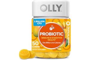 OLLY Probiotic Gummy, Immune and Digestive Support, 1 Billion CFUs, Chewable Probiotic Supplement, Mango, 25 Day Supply - 50