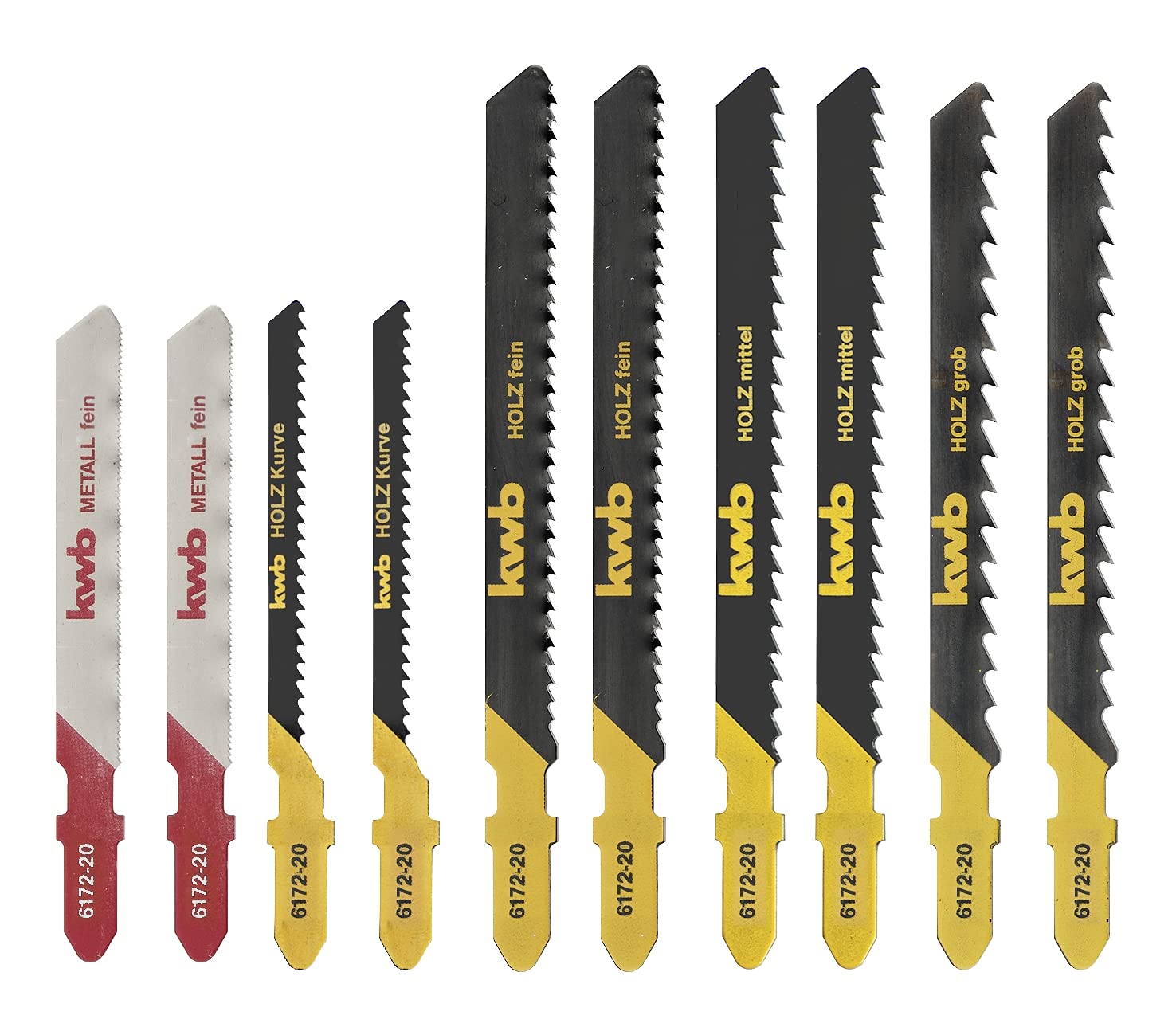 KWB 10-Piece Jigsaw Blade Set, Single-Shaft, Universal Set for Metal and Wood
