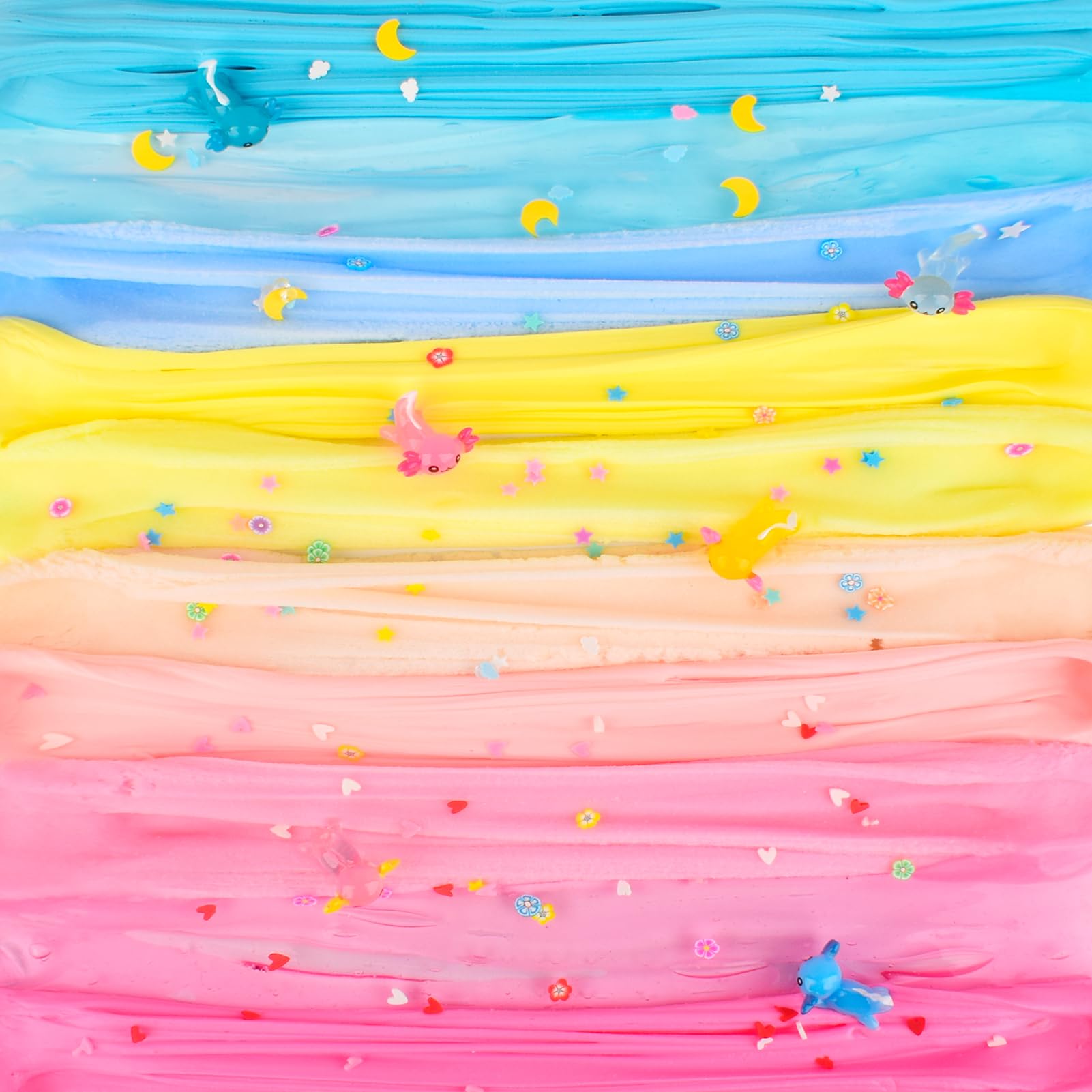 6 Pack Axolotl Slime Kit, Cloud, Butter & Clear, Slime Party Favors for Kids with Axolotl Charms, Soft and Stretchy, Slime for Girls & Boys, Classroom Rewards, Birthday Gifts