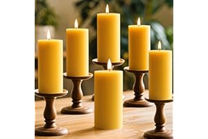 UNITELAND 6 Pack Beeswax Candles, 210 Hours Burning Unscented Beeswax Pillar Candles for Christmas Decor, Pure Natural Organic Bees Wax Pillar Candle for Emergency Home Prayer, Dripless & Smokeless (2x4in)