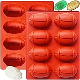 Wilewir 2Pcs Football Cake Pans,Football Molds For Baking,1Inch Deep Nonstick Football-Shaped Silicone Mold For Cake,Chocolate,Ice Cube(8-Cavity(2Pcs))