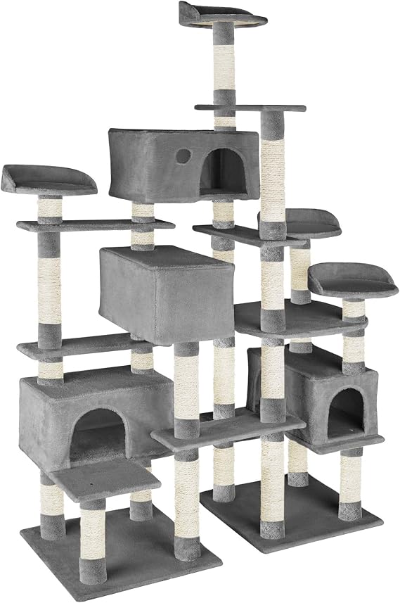 Tectake Arbre A Chat Xxl Griffoir Corde De Sisal 214 Cm 4 Abris Confortables 4 Plateformes Diverses Couleurs Au Choix Gris No Amazon Fr Animalerie
