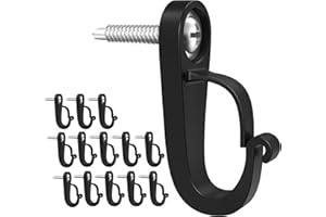 XZUHYE Q-Hanger Hook Screws-in Hooks for Outdoor String Lights and Garage New Year Party or Other Indoor Outdoor Hanging Decorations for House, Safety Buckle Design, Easy Release (14p-Black)