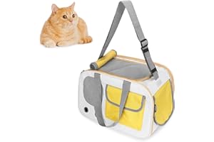 PISCATORZONE Cat Backpack Carrier Pet Carrier Backpack for Small Cats and Dogs, Foldable Cat Dog Carrier Backpack Suitable for Handheld and Crossbody (Yellow)