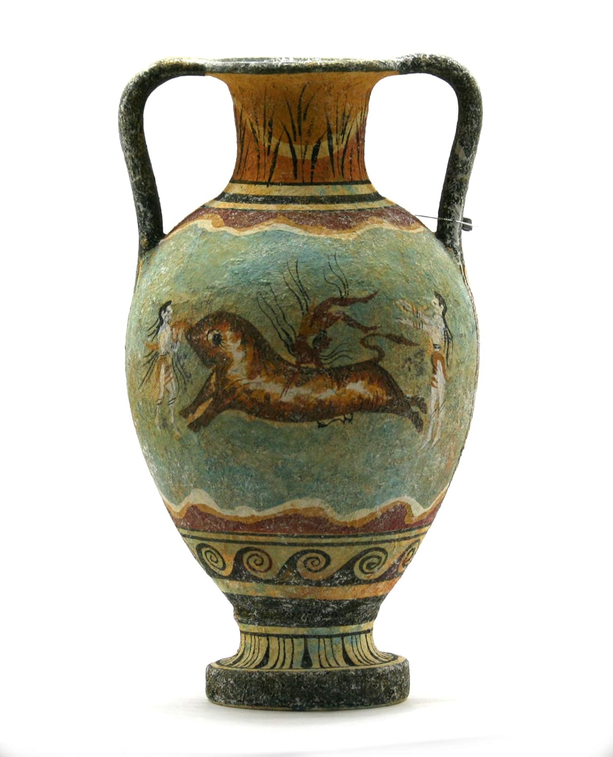 Minoan Vase Pottery Painting Bull Leaping Ancient Greek Crete
