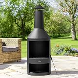 Harrier Large Chiminea Fire Pit with Log Store 135cm Outdoor Steel Patio Heater view 2