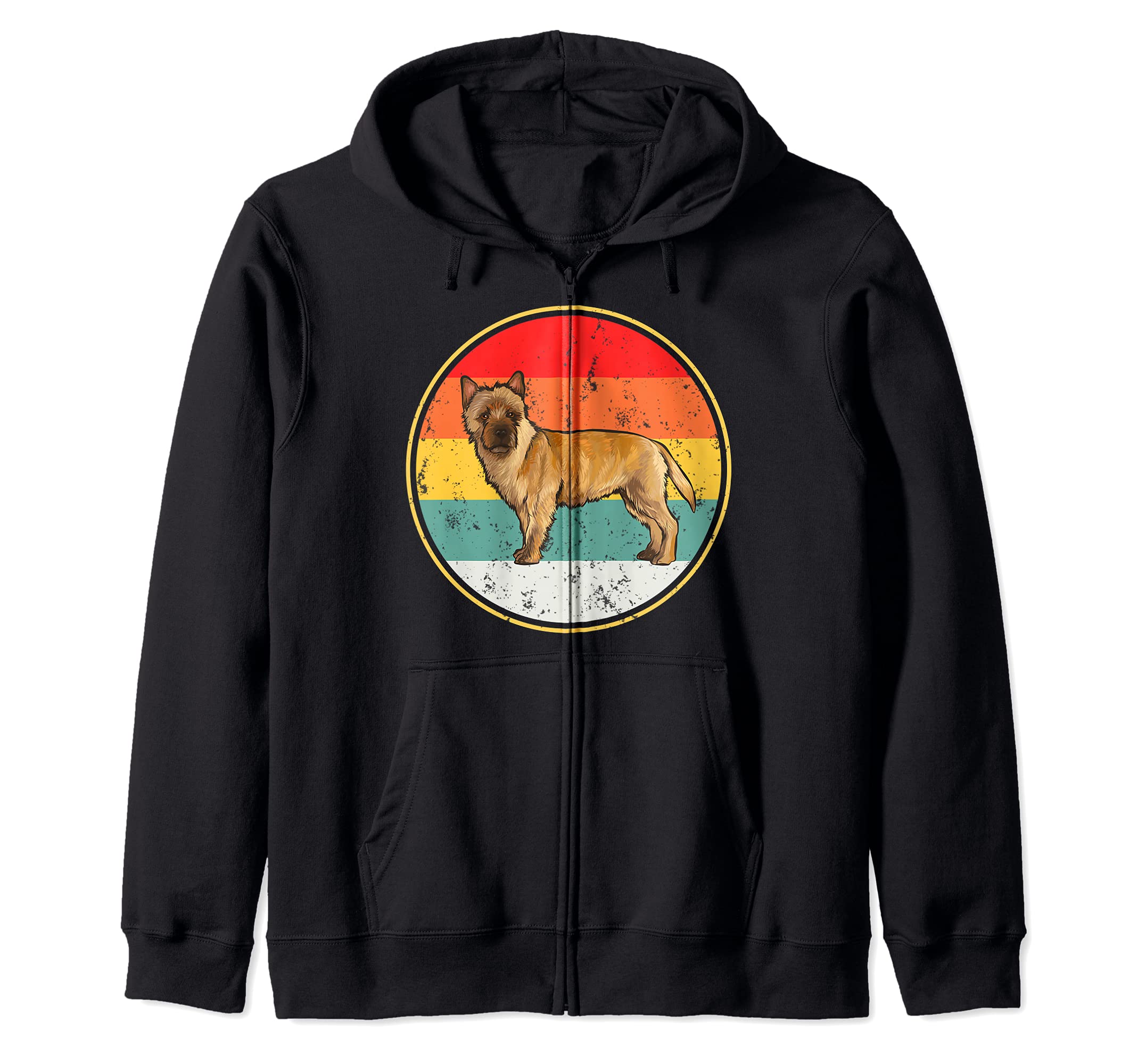 Vintage Retro Sunset Cairn Terrier Dog Zip Hoodie